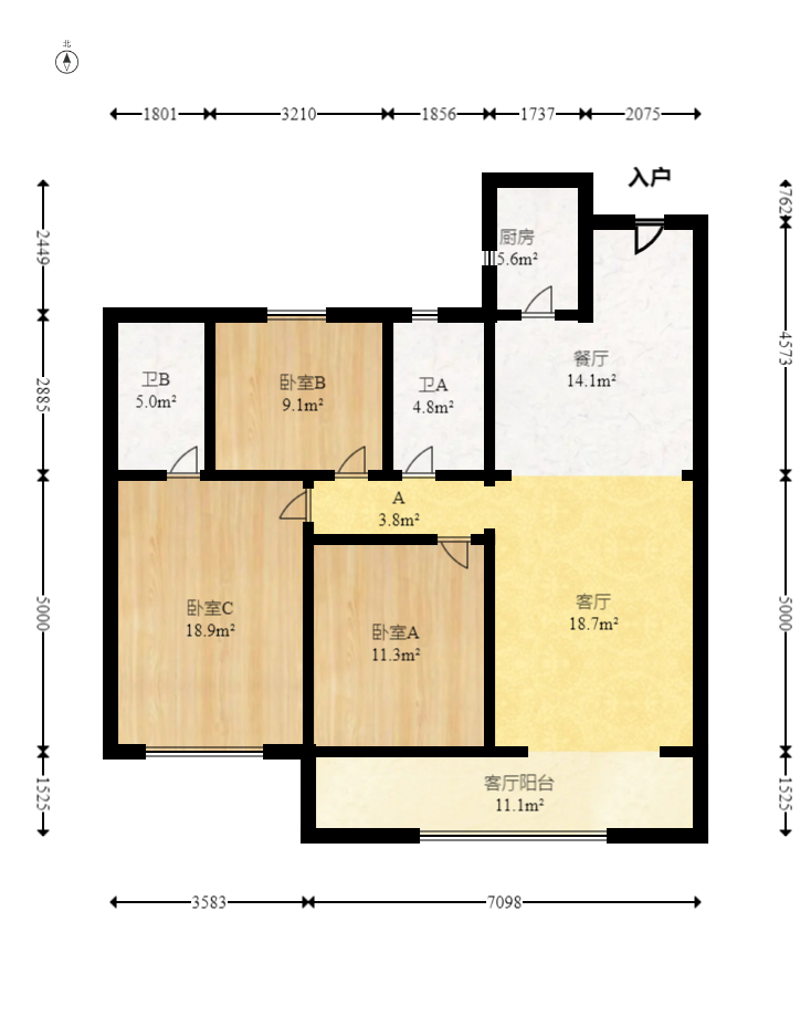 金茂建发泊悦  3室2厅2卫   155.00万室内图1