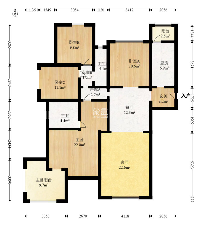 北辰中央公园B区  4室2厅2卫   128.00万