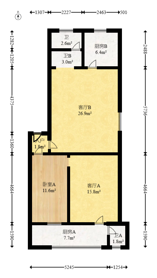 湘绣城  2室1厅2卫    36.5万 湘绣城  2室1厅2卫    36.5万户型图