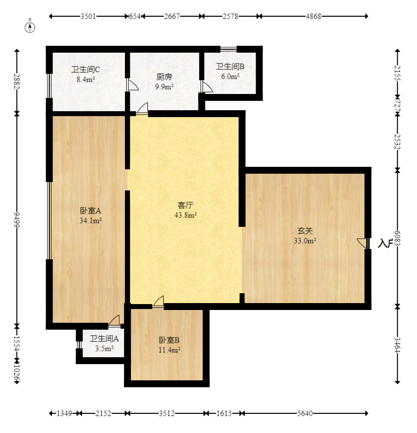 洪山翠园  5室2厅0卫   700.00万室内图1