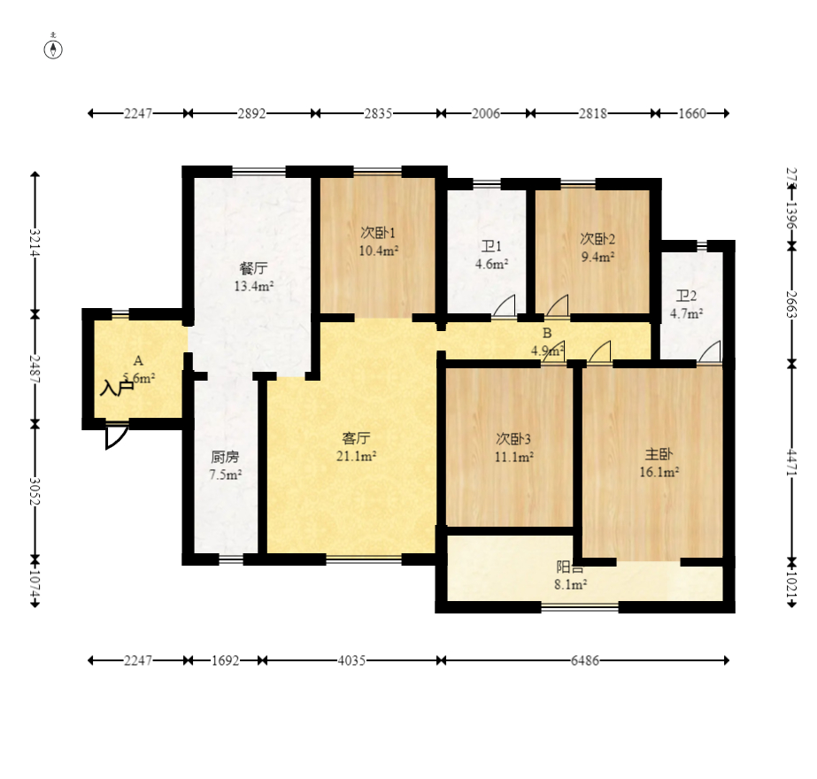 星湖湾一期高层 4室2厅2卫 112.8万 星湖湾一期高层 4室2厅2卫 112.8万户型图