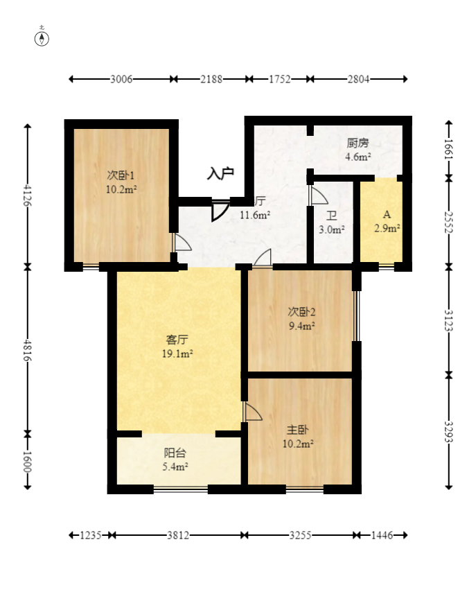 国泰九龙湾 3室2厅1卫 72.8万 国泰九龙湾 3室2厅1卫 72.8万户型图
