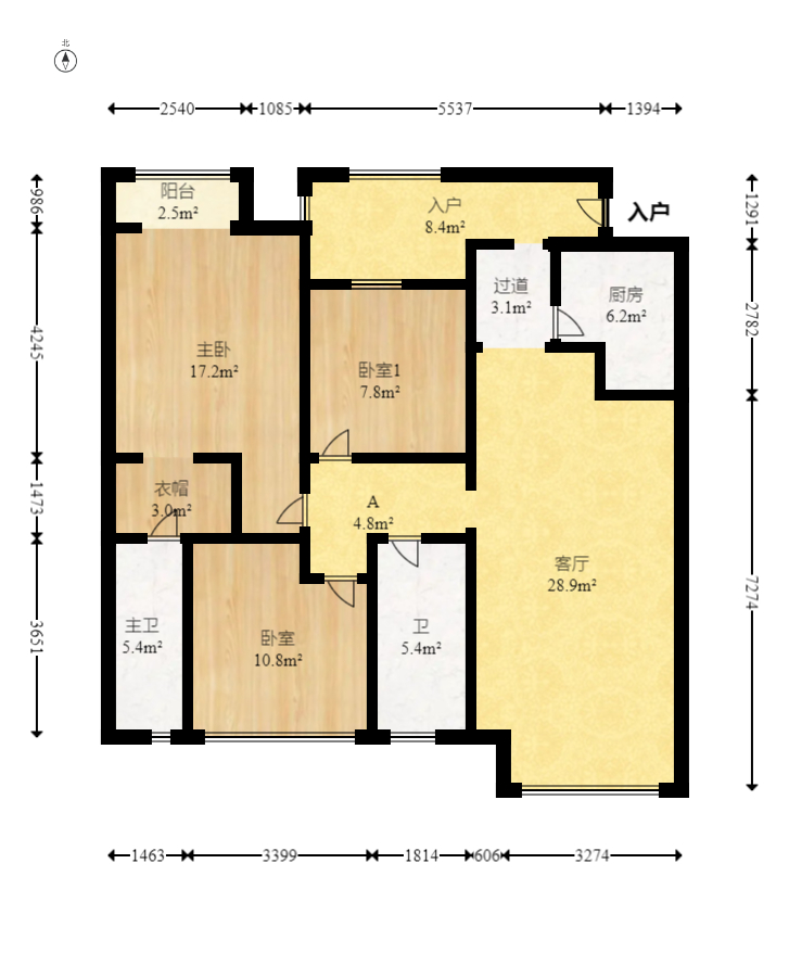 铂宫  1室2厅1卫   167.00万室内图1