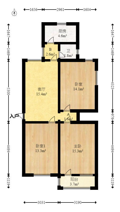 东茅街审计局宿舍（东茅街78号）  3室1厅1卫   65.00万室内图1