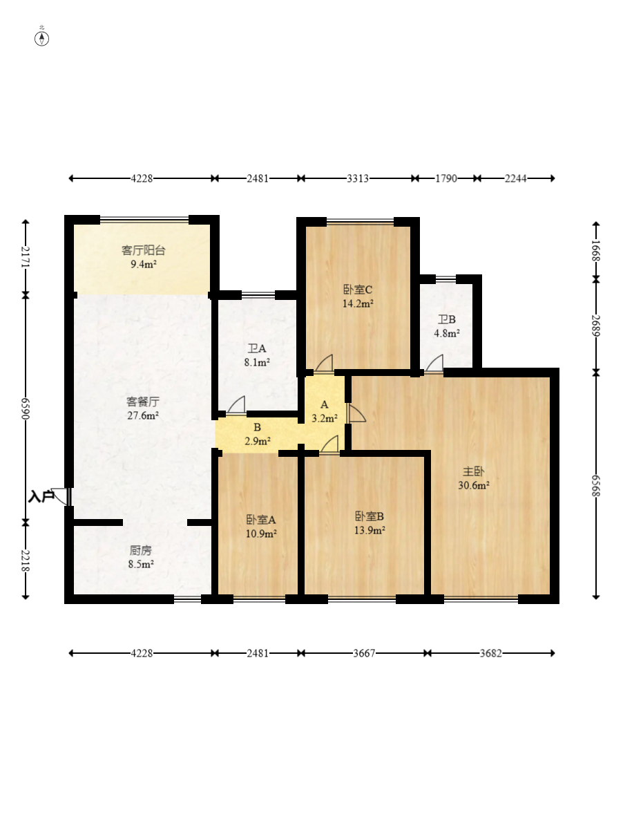 山水誉峰 3室2厅2卫 155.0万 山水誉峰 3室2厅2卫 155.0万户型图