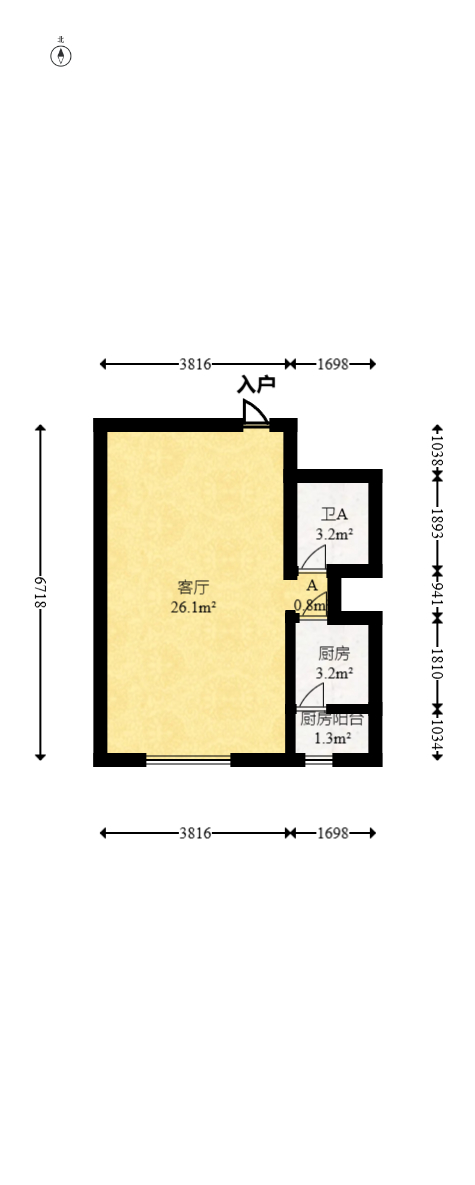 旭辉藏郡（藏郡、旭湘华府)  1室1厅1卫   38.00万室内图1