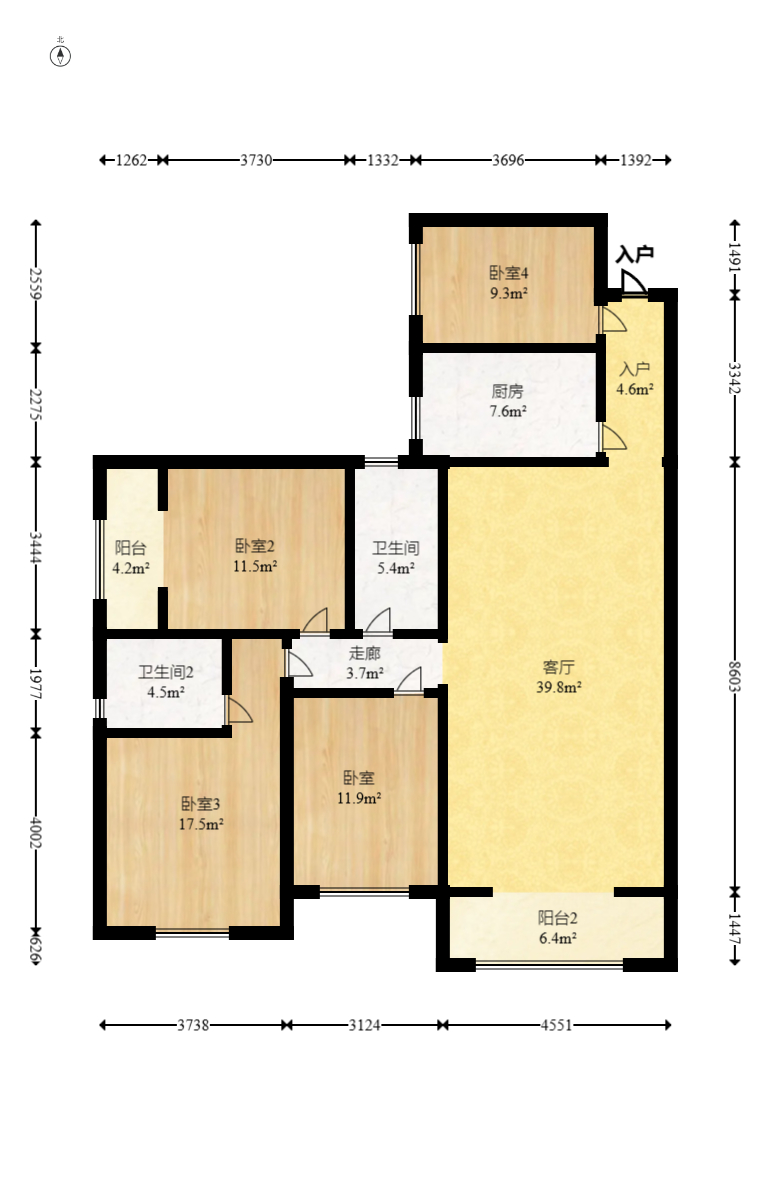 紫华郡  3室2厅2卫    77.8万 紫华郡  3室2厅2卫    77.8万户型图