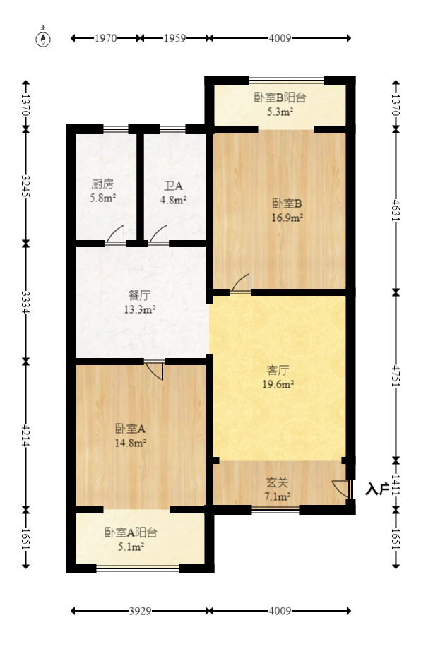 枫林美景  2室2厅1卫   86.00万室内图1
