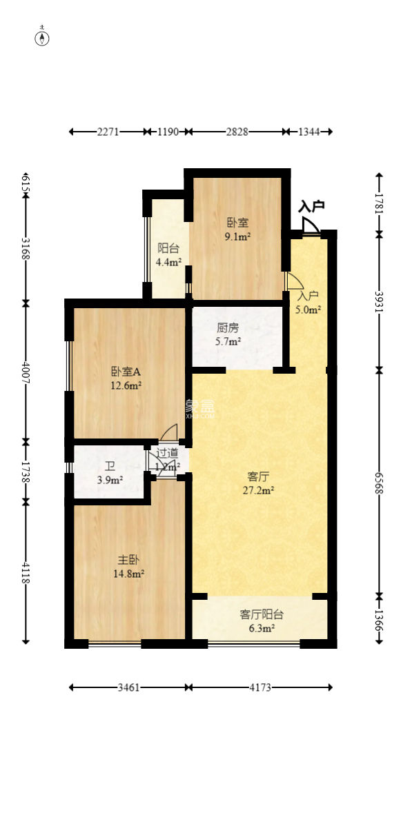 松雅湖壹号  3室2厅1卫   88.00万