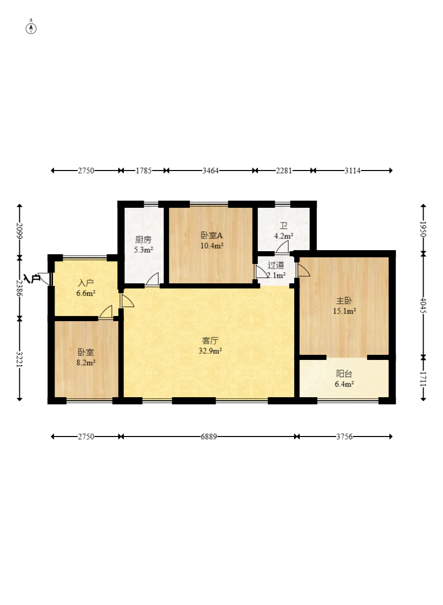 华润凤凰城二期 3室2厅1卫 58.0万 华润凤凰城二期 3室2厅1卫 58.0万户型图