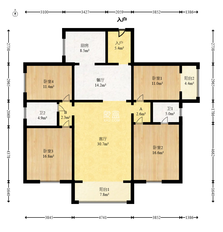 紫薇嘉園  4室2廳2衛(wèi)   122.00萬
