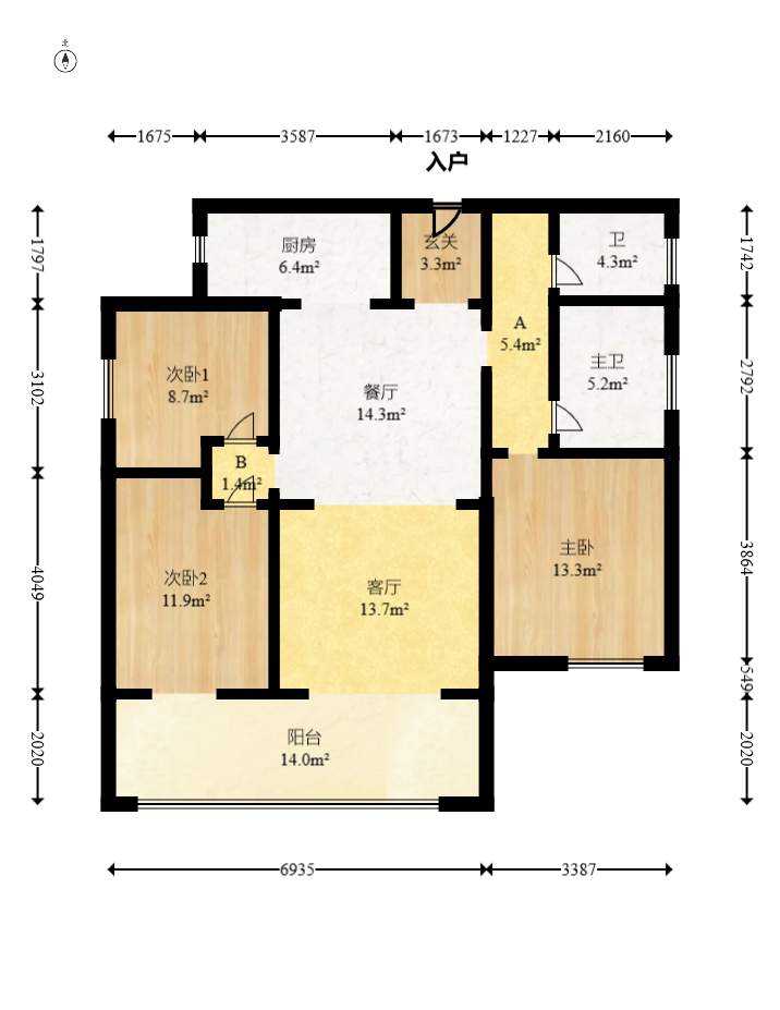 嘉宇北部湾A区 3室2厅2卫 63.8万 嘉宇北部湾A区 3室2厅2卫 63.8万户型图