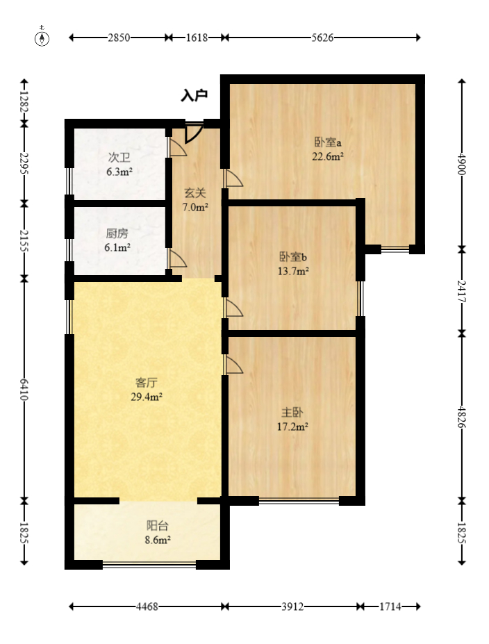 才子城  3室2厅1卫   38.80万室内图1