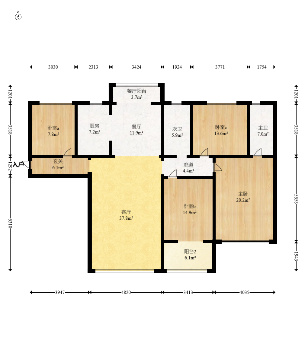 新华联梦想城  4室2厅2卫    115.0万室内图1