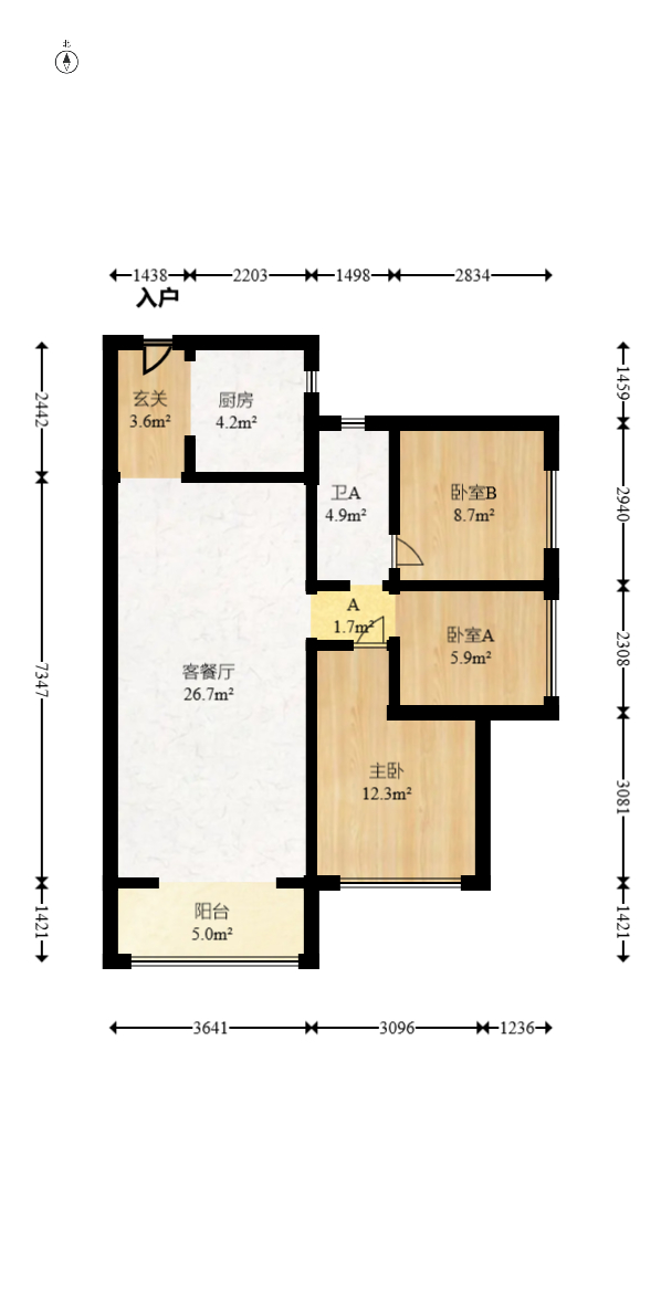 保利天禧D区  3室2厅1卫   130.00万室内图1