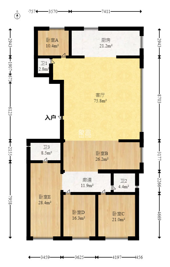 建投象山国际  5室2厅3卫   267.00万