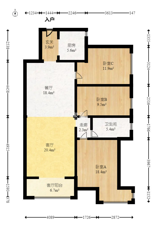 保利天心嘉园  3室2厅1卫   155.00万