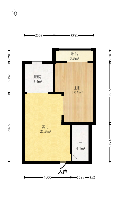 印象天心  1室1厅1卫   47.00万室内图1
