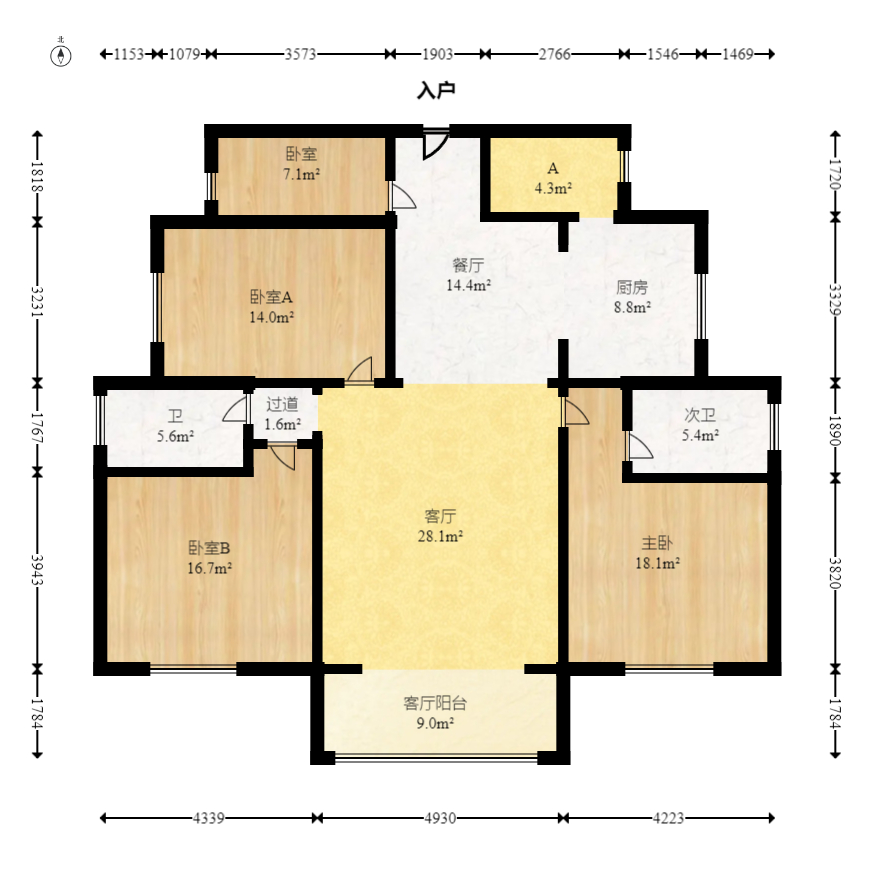 星电恬园 3室2厅2卫 89.8万 星电恬园 3室2厅2卫 89.8万户型图