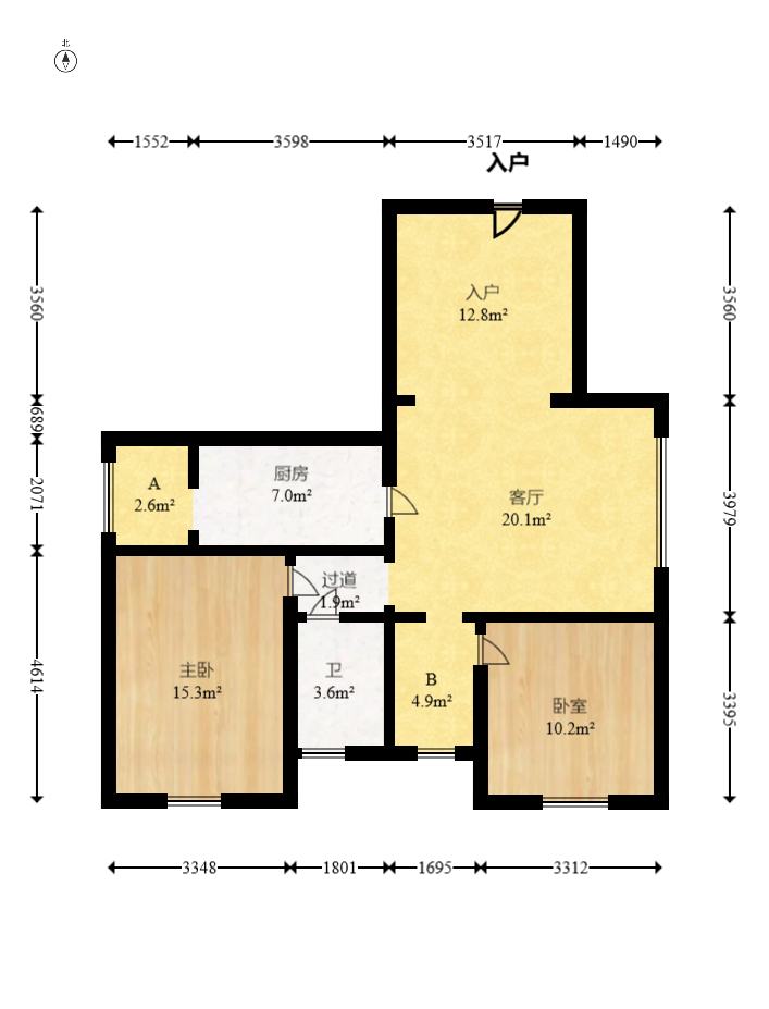 楚天世纪城东苑 2室2厅1卫 42.8万 楚天世纪城东苑 2室2厅1卫 42.8万户型图