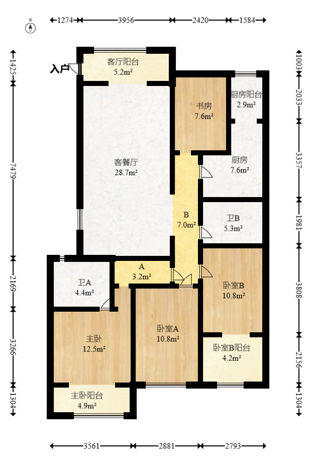 世茂铂翠湾二期  4室2厅2卫   223.80万室内图1