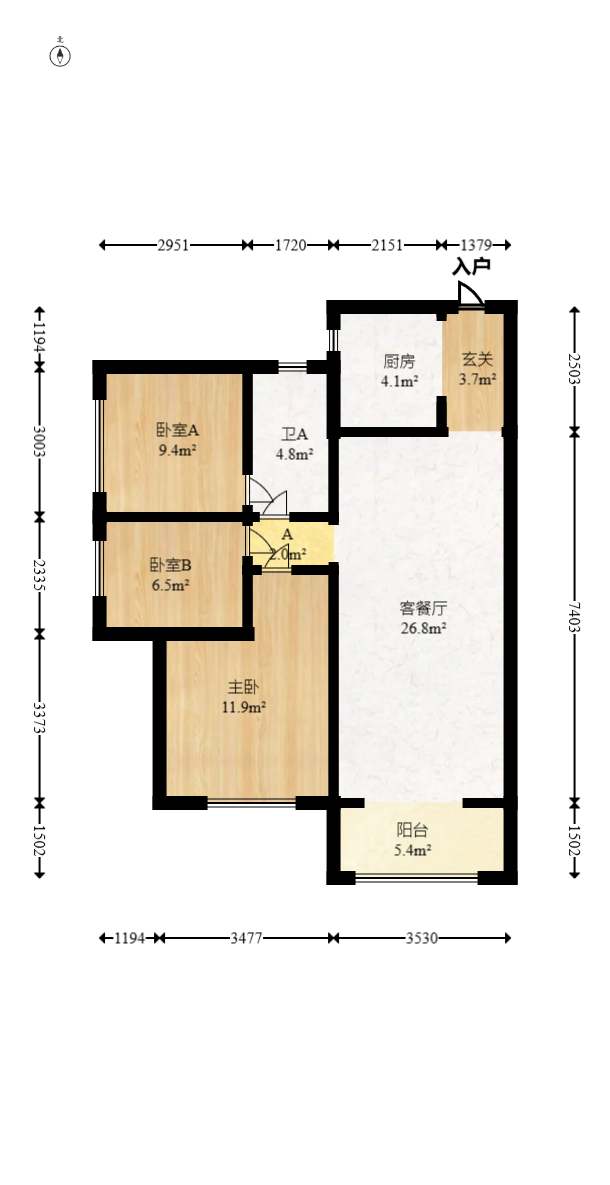 保利天禧D区  3室2厅1卫   169.00万室内图1