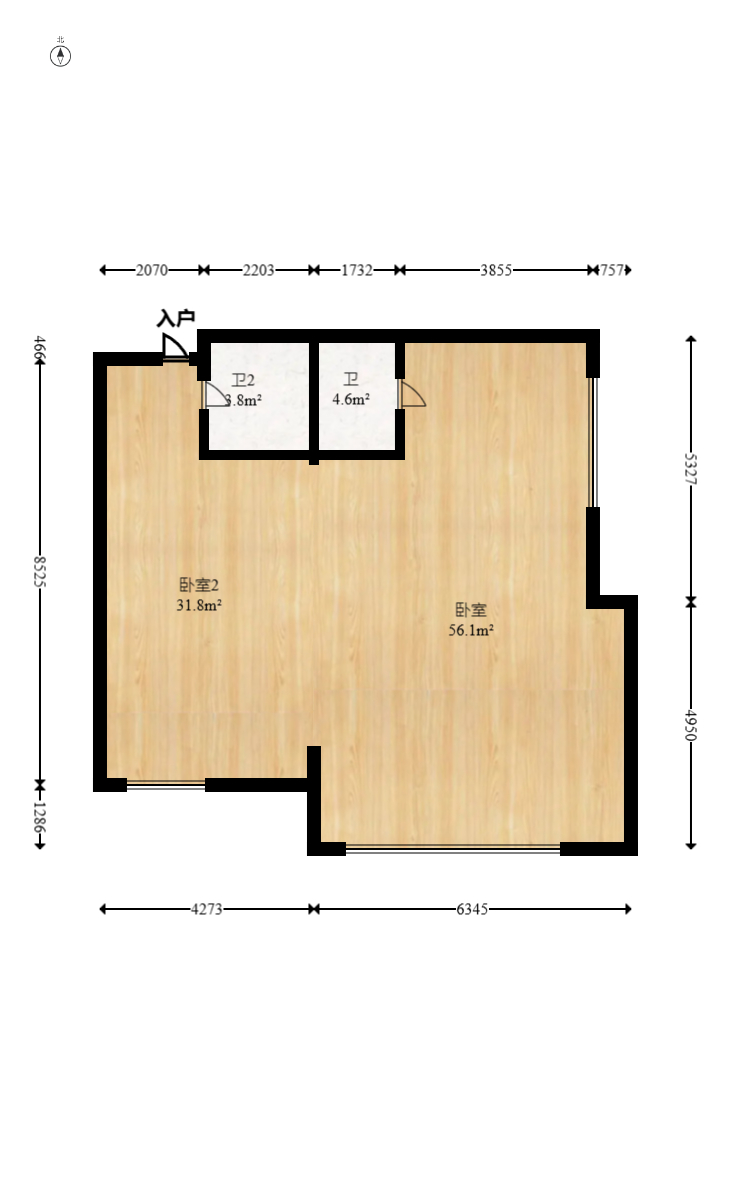 长房时代城  2室1厅1卫   61.40万室内图1