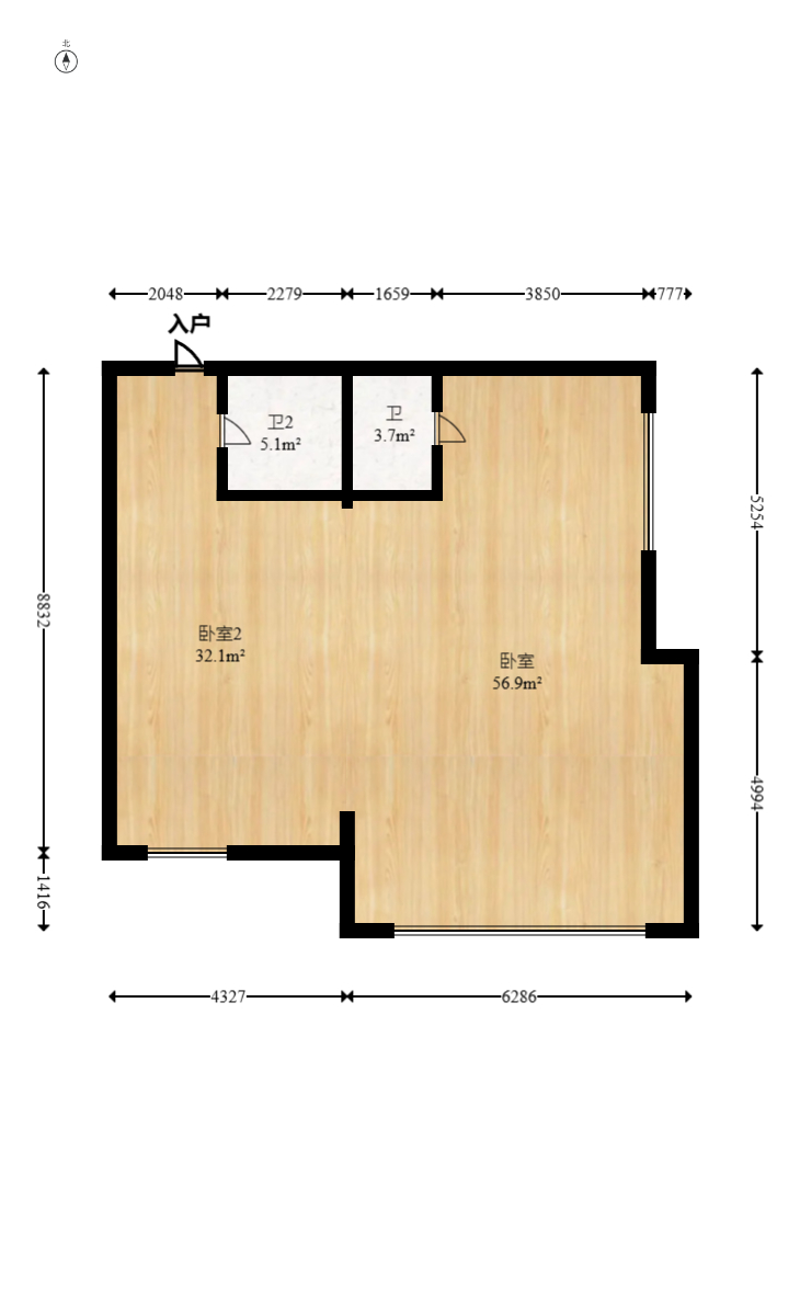 长房时代城  1室1厅1卫   35.20万室内图1