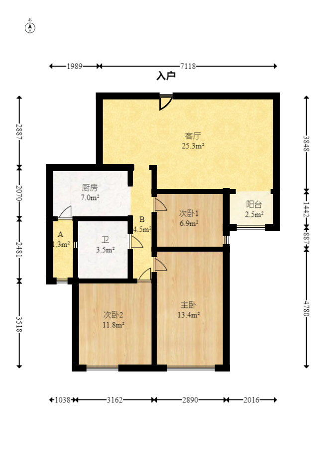 深业睿城 3室2厅1卫 59.8万 深业睿城 3室2厅1卫 59.8万户型图