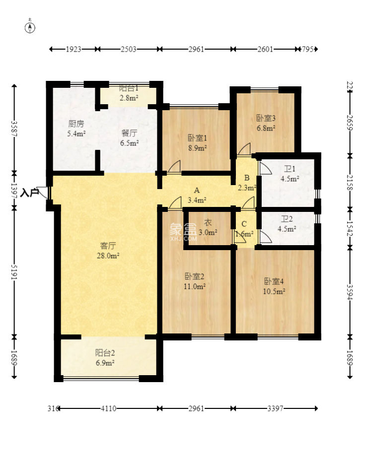 阳光城尚东湾愉景苑  4室2厅2卫    108.0万
