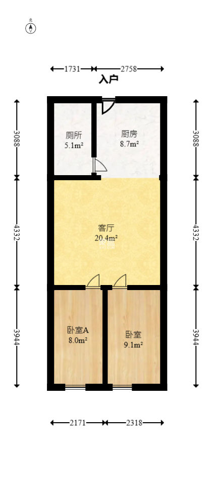 麓枫和苑  2室2厅1卫   64.00万