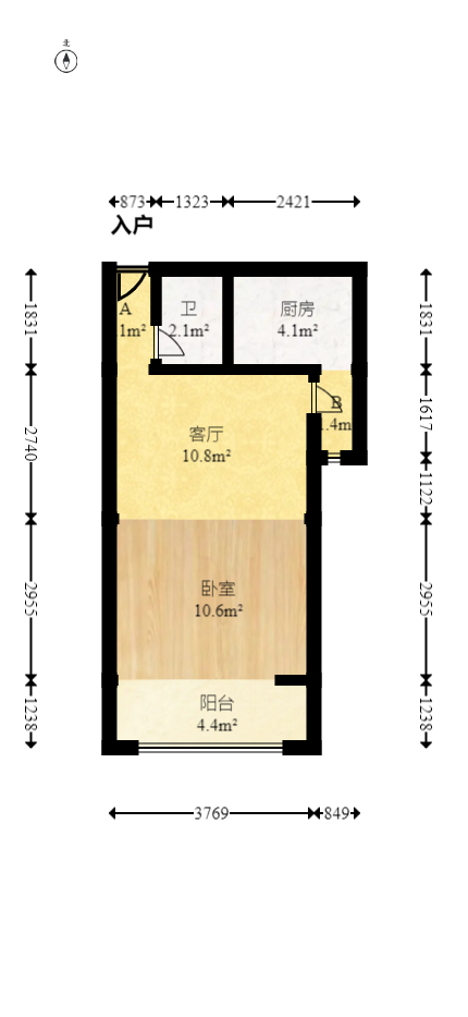 蓝山郡  1室1厅1卫   32.00万室内图1