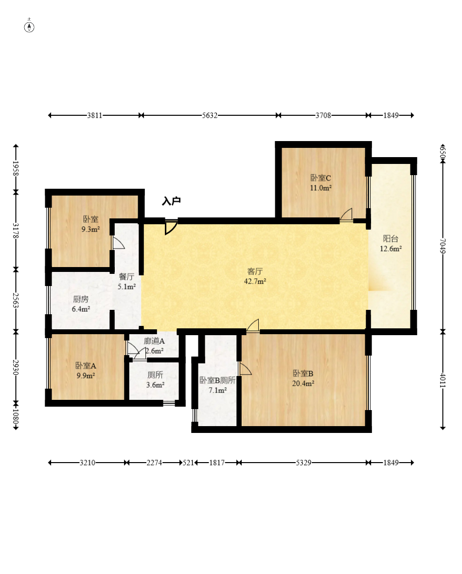 建发电建江山悦  4室2厅2卫   224.00万室内图1