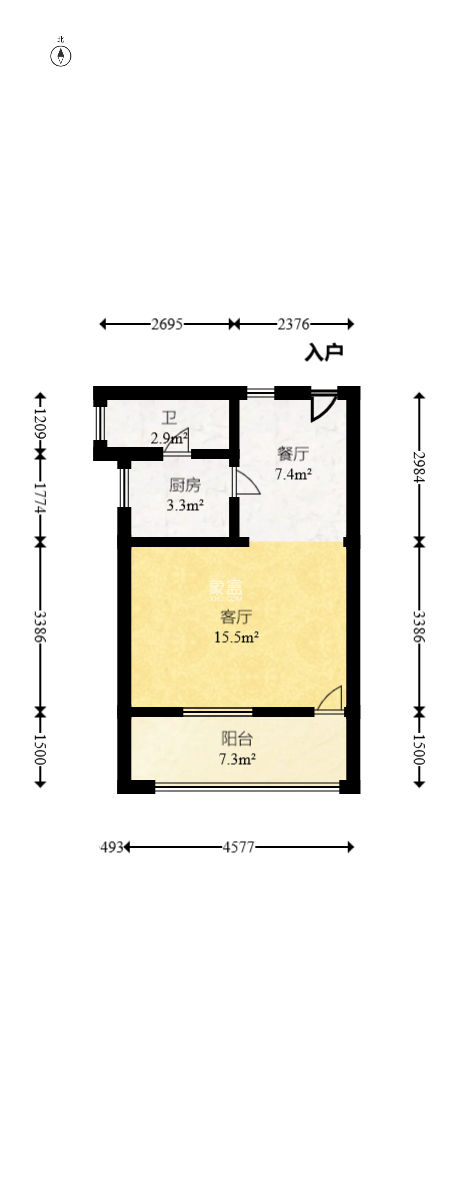 新运公寓  1室1厅1卫   31.50万