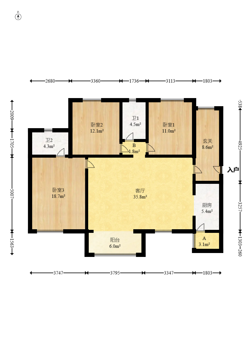 时代倾城四期 3室2厅2卫 102.8万 时代倾城四期 3室2厅2卫 102.8万户型图