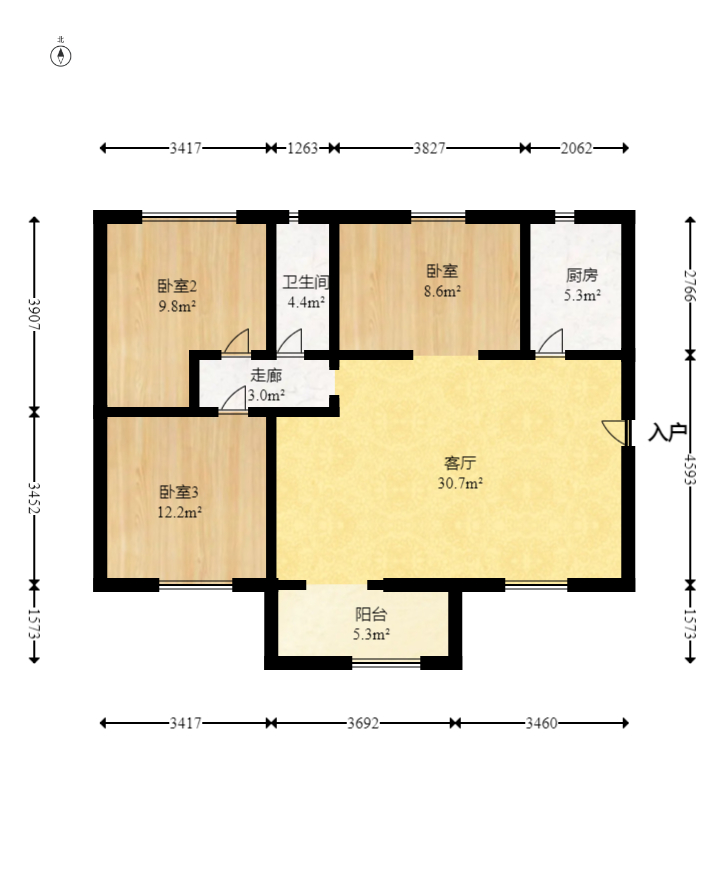 中国铁建国际城二期  3室2厅1卫    62.8万 中国铁建国际城二期  3室2厅1卫    62.8万户型图