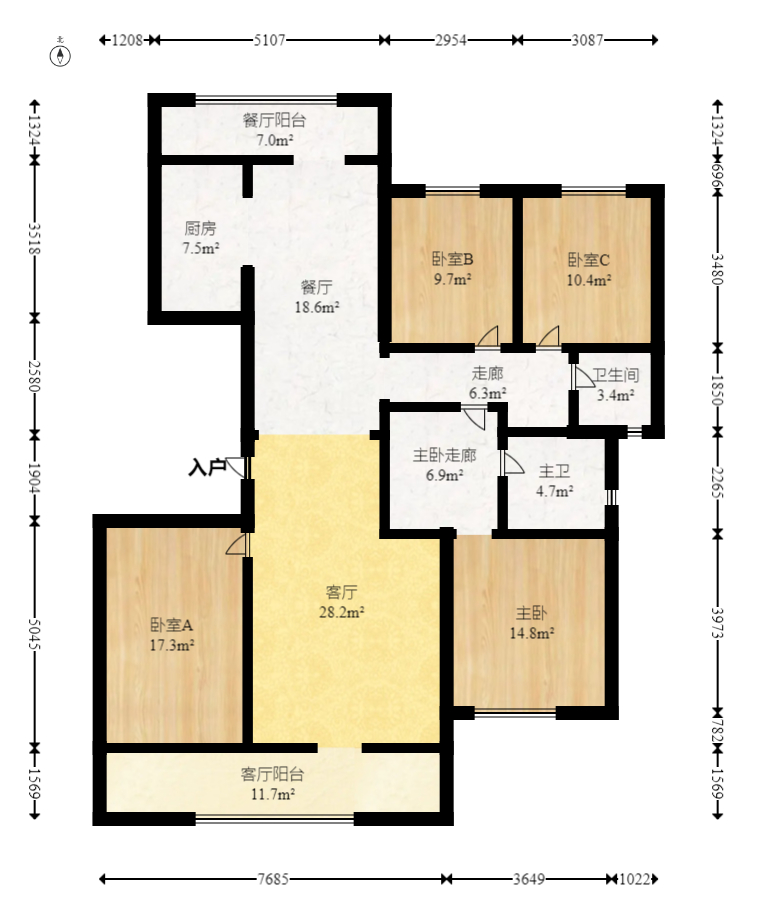 北辰中央公园辰玺洋房区  4室2厅2卫    203.8万 北辰中央公园辰玺洋房区  4室2厅2卫    203.8万户型图