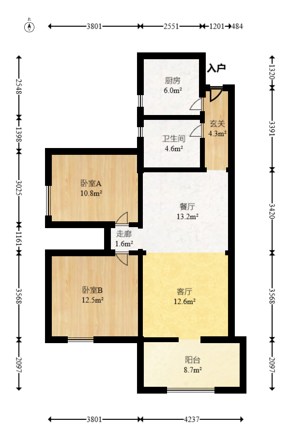 保利花园 2室2厅1卫 80.0万 保利花园 2室2厅1卫 80.0万户型图