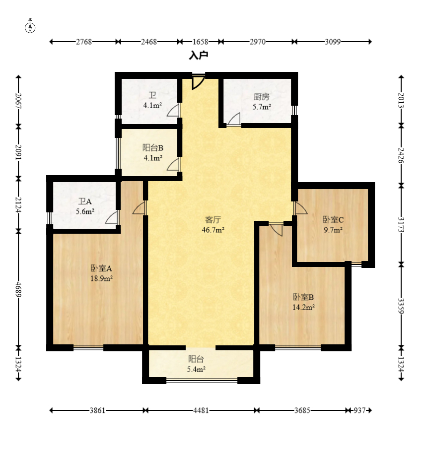 沁园春御院  3室2厅2卫    127.0万 沁园春御院  3室2厅2卫    127.0万户型图