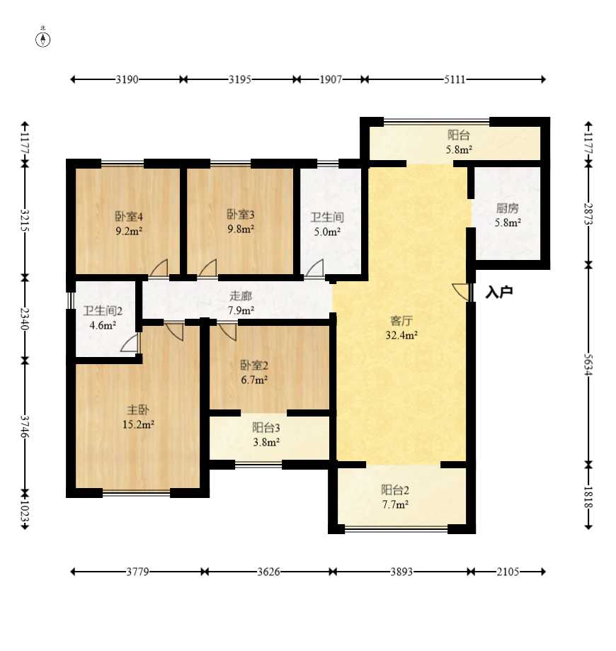 旭辉汇樾城 4室2厅2卫 95.0万 旭辉汇樾城 4室2厅2卫 95.0万户型图