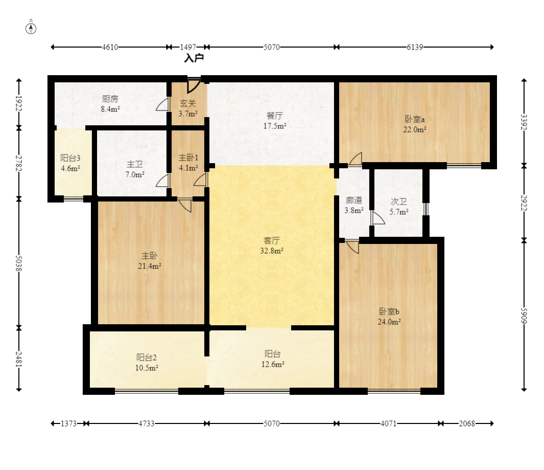 勤诚达新界 3室2厅2卫 110.0万 勤诚达新界 3室2厅2卫 110.0万户型图
