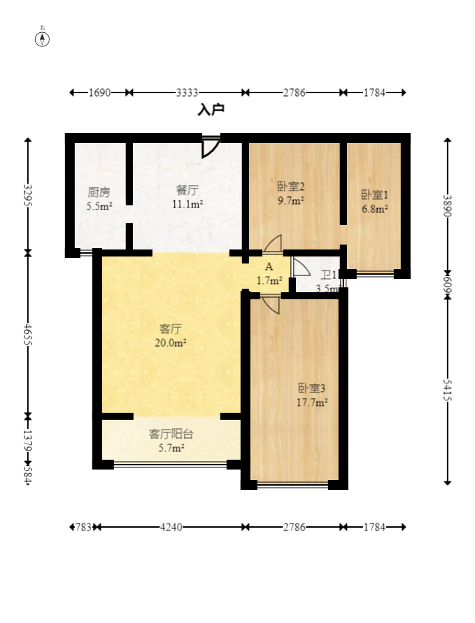 长城水郡  2室2厅1卫   76.00万室内图1