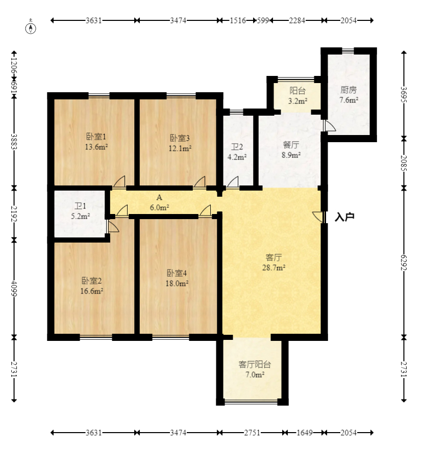 湘翰御舍  4室2厅2卫   138.00万室内图1