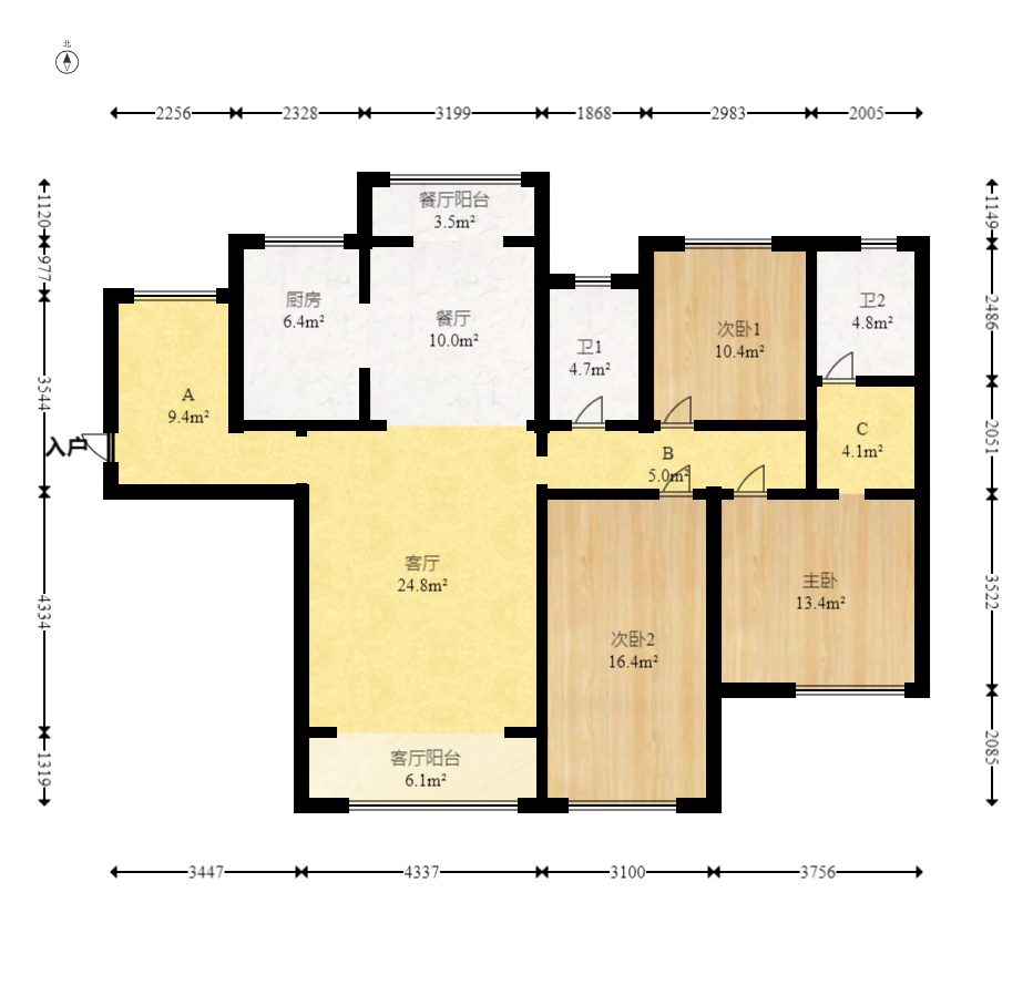 深业睿城 4室2厅1卫 115.0万 深业睿城 4室2厅1卫 115.0万户型图