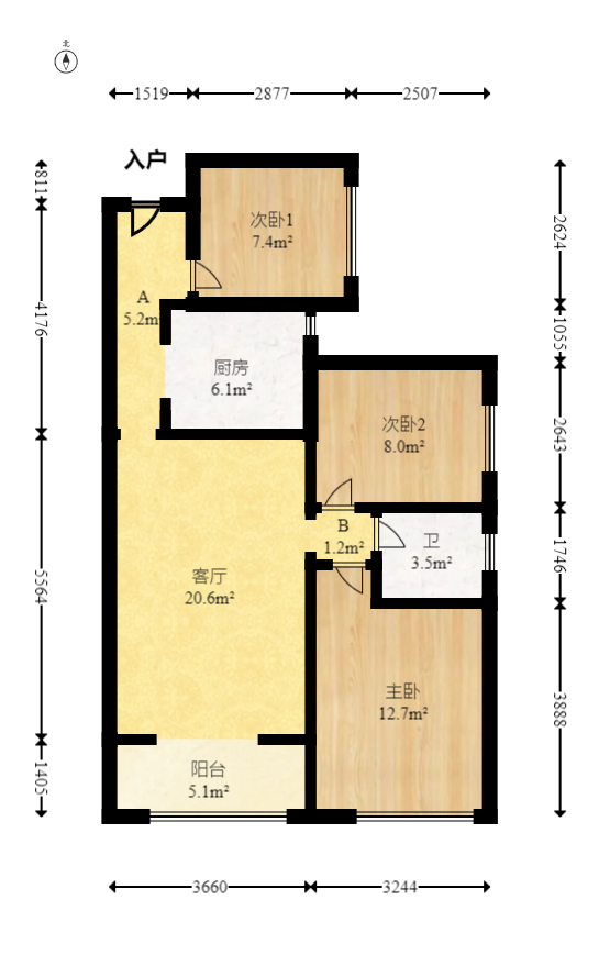 筑梦佳园  3室2厅1卫   59.80万室内图1