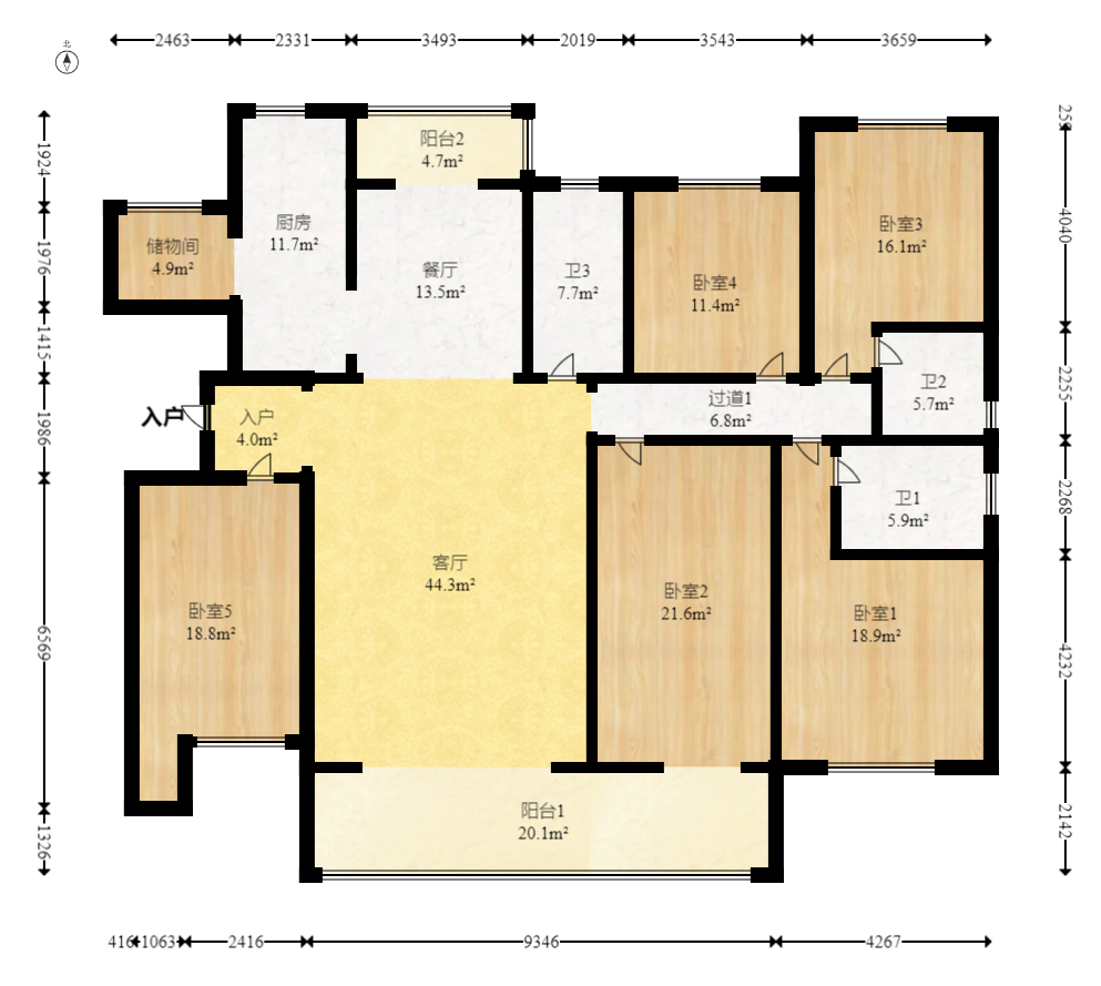 中建江山壹号  4室2厅1卫   408.00万室内图1