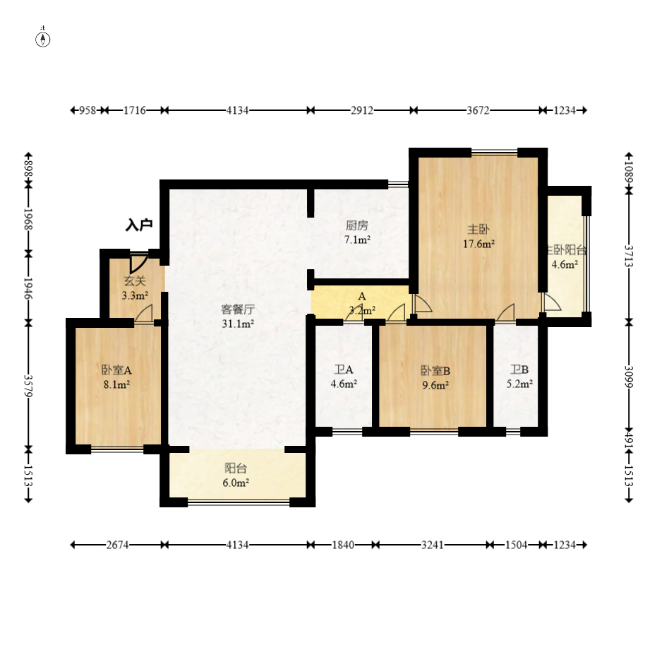 蓝光雍锦阁  3室2厅2卫   135.00万室内图1