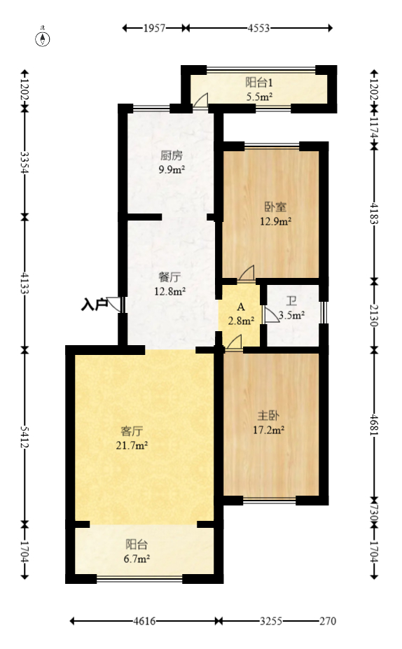 红树湾  2室2厅2卫   54.50万室内图1