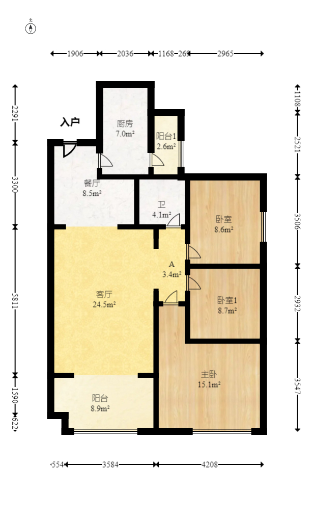 山水湾 3室2厅1卫 62.0万 山水湾 3室2厅1卫 62.0万户型图
