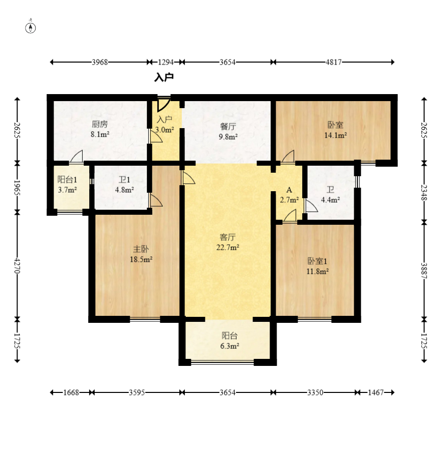 运达锦绣广场 3室2厅2卫 168.00万 运达锦绣广场 3室2厅2卫 168.00万户型图